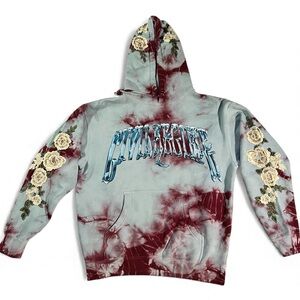 Stylish Tie-Dye Hoodie with Floral Accents